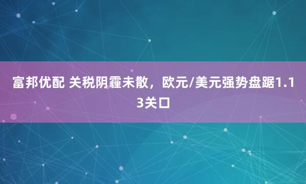 富邦优配 关税阴霾未散，欧元/美元强势盘踞1.13关口