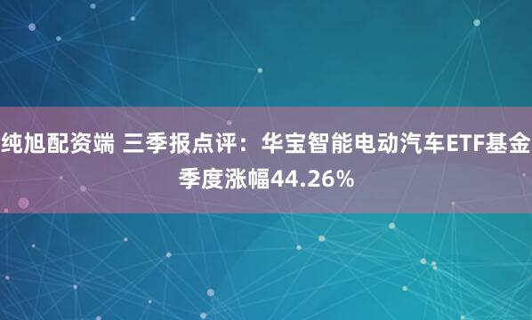 纯旭配资端 三季报点评：华宝智能电动汽车ETF基金季度涨幅44.26%