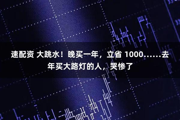 速配资 大跳水！晚买一年，立省 1000……去年买大路灯的人，哭惨了